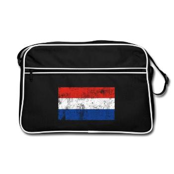 Drapeau Pays-Bas Drapeau Grunge Retro Vintage - Sac Retro - noir/blanc - Devant