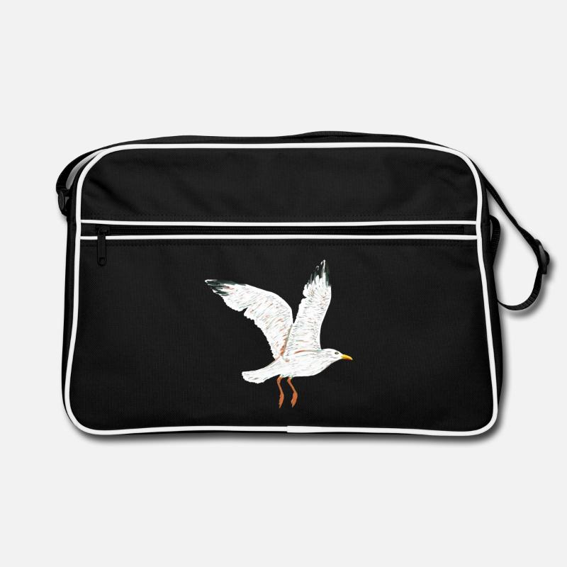 fliegende moewe vogel - Retro Tasche - Schwarz/Weiß