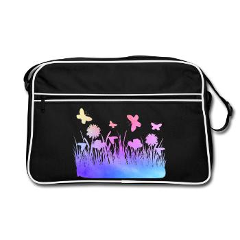 Prairie fleurs fleurs de jardin de couleurs d’eau - Sac Retro - noir/blanc - Devant