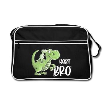 Frères et sœurs Dinosaures I Meilleur frère - Sac Retro - noir/blanc - Devant