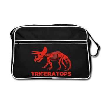 Squelette de tricératops rouge - Sac Retro - noir/blanc - Devant