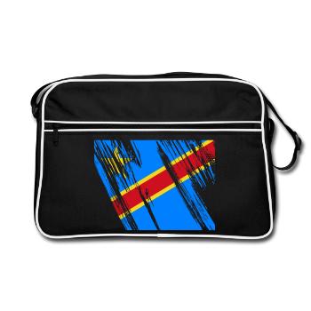 Kongo Flagge - Retro Tasche - Schwarz/Weiß - Vorne