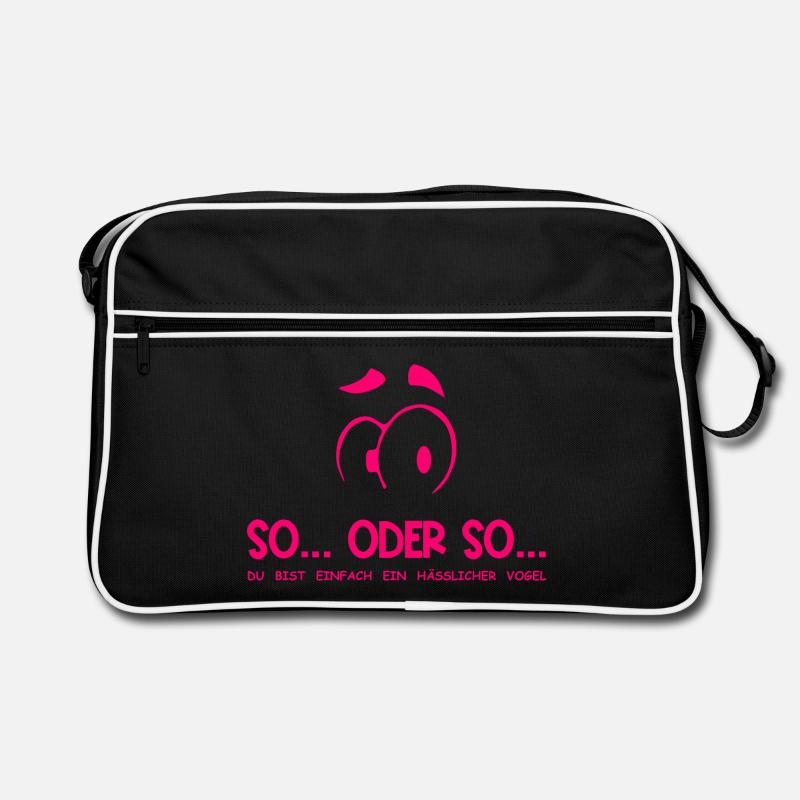 So...Oder So: Hässlicher Vogel - Neonpink Retro Tasche
