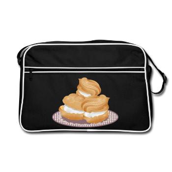 Illustration of three filled cream puffs - Retro Bag - black/white - Front