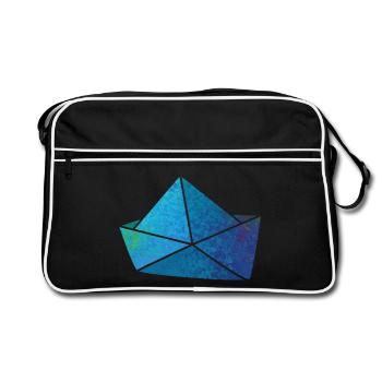 Papierboot Meeresgrund Boot Schiff Meer Kinder - Retro Tasche - Schwarz/Weiß - Vorne