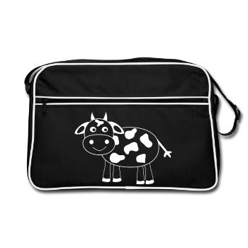Kuh - Retro Tasche - Schwarz/Weiß - Vorne