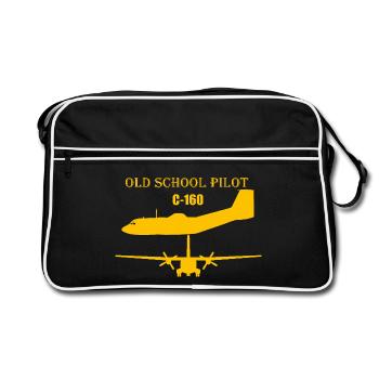 Old school pilot C-160 - Retro Tasche - Schwarz/Weiß - Vorne