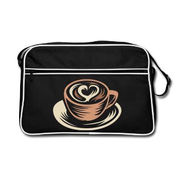 Tasse à café stylisée avec cœur Latte Art - Sac Retro - noir/blanc - Devant