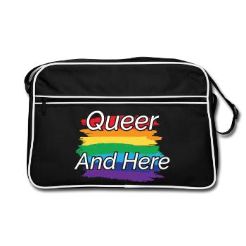 Fierté queer : design arc-en-ciel - Sac Retro - noir/blanc - Devant