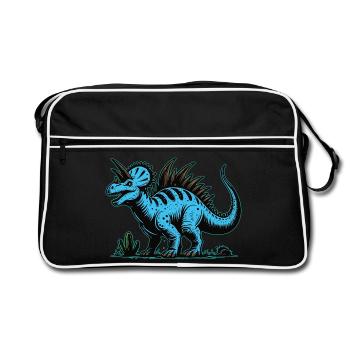 Blauer Mutanten Dinosaurier Design - Retro Tasche - Schwarz/Weiß - Vorne