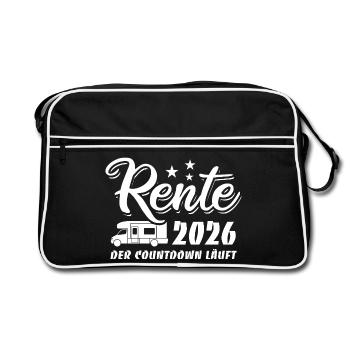 Rente 2026 - Der Countdown läuft - Camper - Retro Tasche - Schwarz/Weiß - Vorne