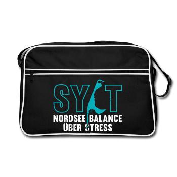 NORDSEE BALANCE ÜBER STRESS Lustiges - Retro Tasche - Schwarz/Weiß - Vorne