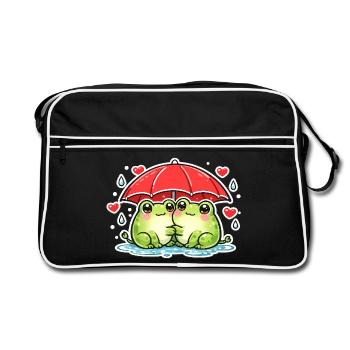 Grenouille câline avec parapluie rouge - Sac Retro - noir/blanc - Devant