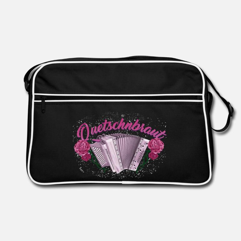Squeeze Bride - Harmonica avec des roses - Sac Retro - noir/blanc