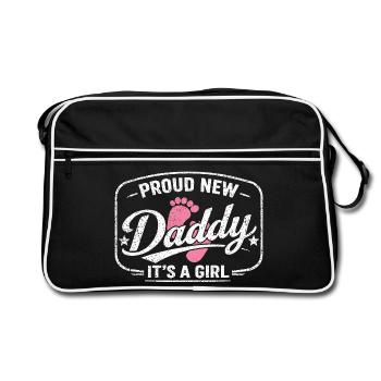 Dad-to-be & Father, Birth Daughter Girl - Retro Bag - black/white - Front