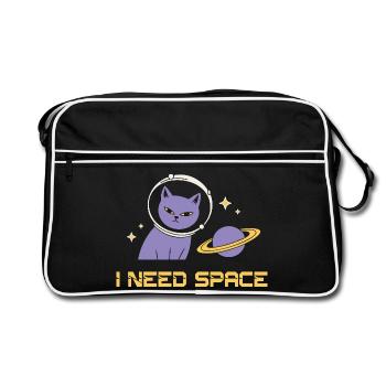 Space Cat – J’ai besoin d’espace - Sac Retro - noir/blanc - Devant