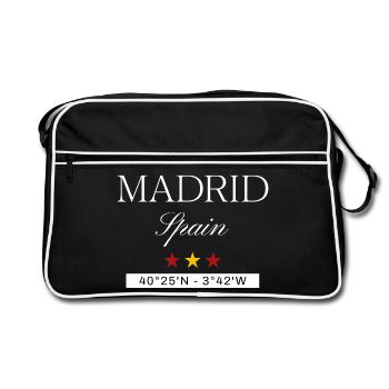 Madrid Spanien Souvenir – Reise minimalistisch - Retro Tasche - Schwarz/Weiß - Vorne