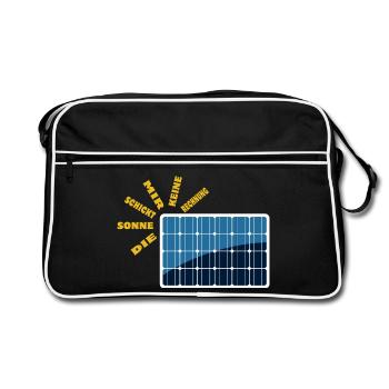 Die Sonne schickt keine Rechnung - Solarenergie - Retro Tasche - Schwarz/Weiß - Vorne