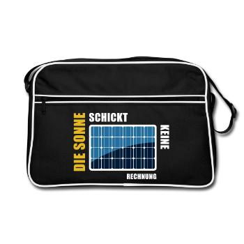 Die Sonne schickt keine Rechnung - Photovoltaik - Retro Tasche - Schwarz/Weiß - Vorne