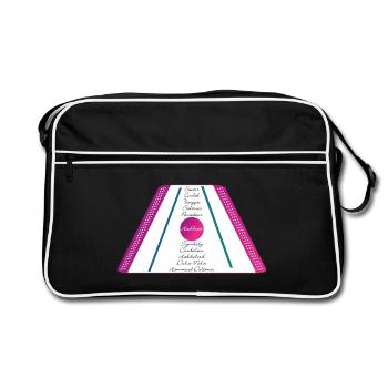 dulcimer violet rose vert pétrole2 - Sac Retro - noir/blanc - Devant