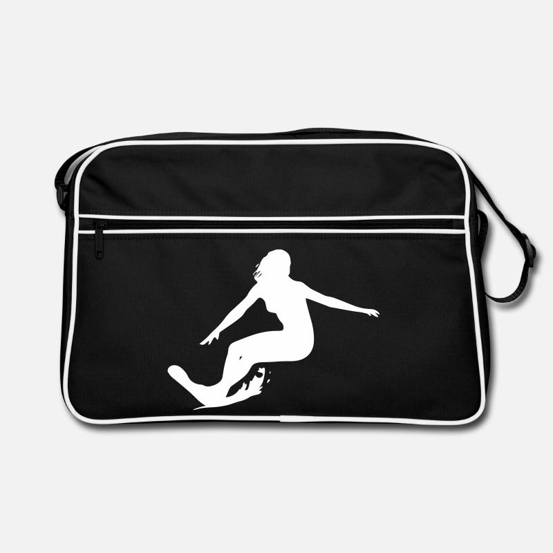 Surfergirl - Surf - Planche de surf - Sac Retro - noir/blanc