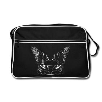 Sports Car Wing Bird Illustration Art Cars - Retro Bag - black/white - Front