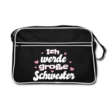 Liebevolle Schwester Botschaft - Retro Tasche - Schwarz/Weiß - Vorne