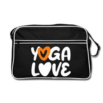 Yoga Love Heart Quote Fan Meditation Handwriting - Retro Bag - black/white - Front