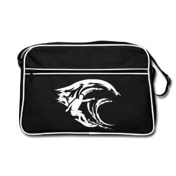 Surf Vagues Eau Mer Symbole Surfeur Icône - Sac Retro - noir/blanc - Devant