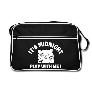 minuit, chat, chat humour - Sac Retro - noir/blanc - Devant