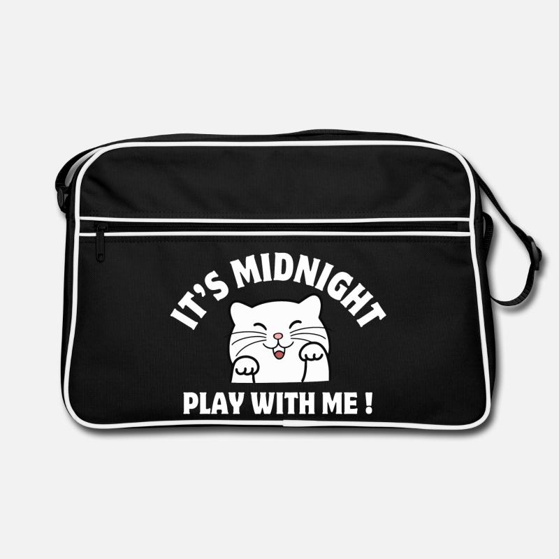 Mitternacht, Katze, Katze Humor Retro Tasche