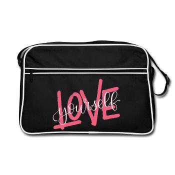 LOVE yourself - Retro Bag - black/white - Front