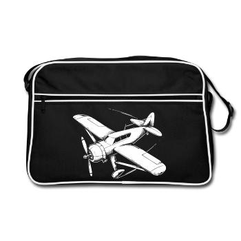 Propeller Plane Drawing - Retro Bag - black/white - Front