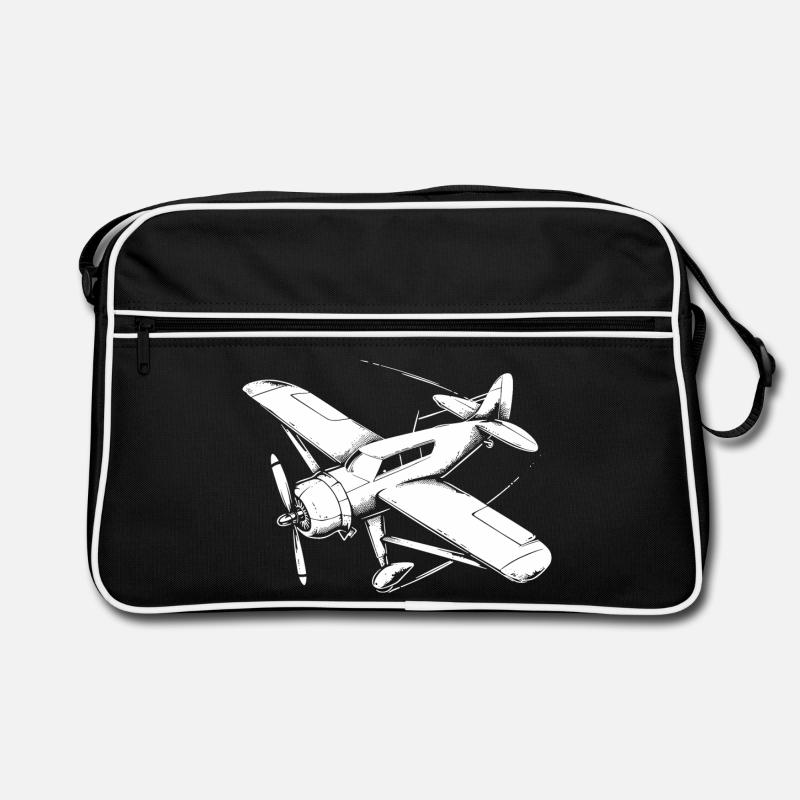 Propeller Plane Drawing - Retro Bag - black/white