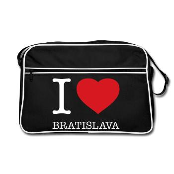 I LOVE BRATISLAVA Slovakia Slowakei - Retro Tasche - Schwarz/Weiß - Vorne