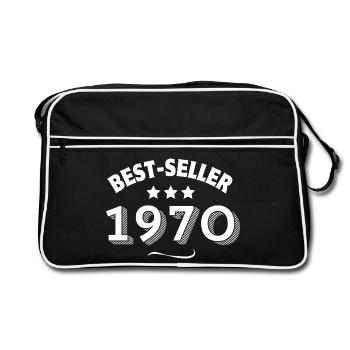 1970, 55 ans, j'ai 55 ans - Sac Retro - noir/blanc - Devant