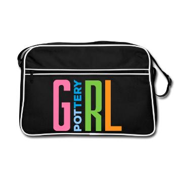 Ceramic Fan Pottery Girl Statement - Retro Bag - black/white - Front