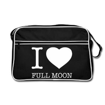 I love Full moon Vollmond - Retro Tasche - Schwarz/Weiß - Vorne