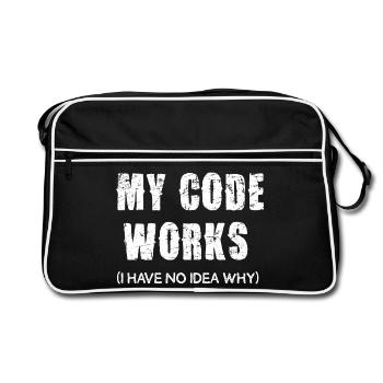 My Code Works I Have No Idea Why - Retro Bag - black/white - Front