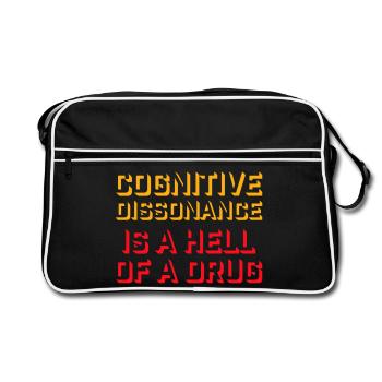 Cognitive Dissonance Is A Hell Of A Drug Saying - Retro Bag - black/white - Front