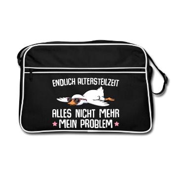 Partial retirement goose with sunglasses - early retirement - Retro Bag - black/white - Front
