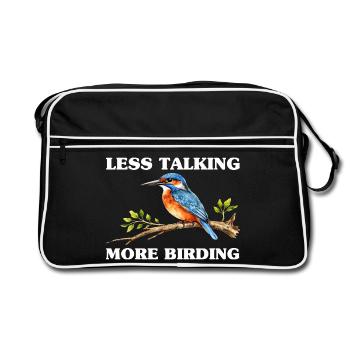 Bird Watching Birding Bird Watcher Vogel-Nerd - Retro Tasche - Schwarz/Weiß - Vorne