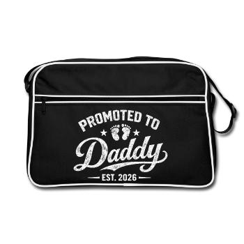 Promoted Dad 2026 Father-to-be Announcement Birth - Retro Bag - black/white - Front