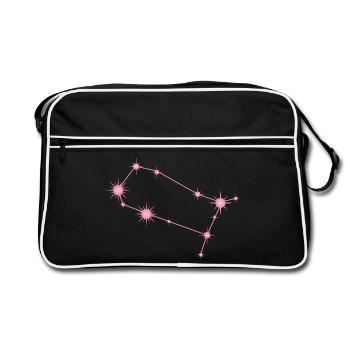 Gemini Star Constellation Zodiac Sign Pastel Pink - Retro Bag - black/white - Front