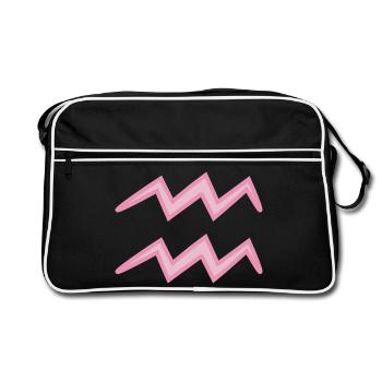 Aquarius Zodiac Sign Symbol Pastel Pink - Retro Bag - black/white - Front