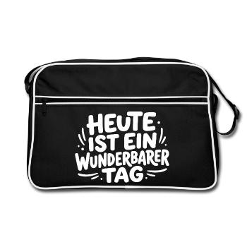 Heute ist ein wunderbarer Tag - Retro Tasche - Schwarz/Weiß - Vorne