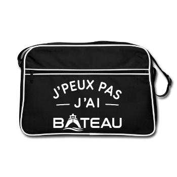 Bateau Humour Cadeau Passionné de Navigation - Sac Retro - noir/blanc - Devant