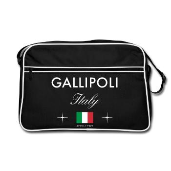 Gallipoli, Italie, coordonnées Souvenir de voyage - Sac Retro - noir/blanc - Devant