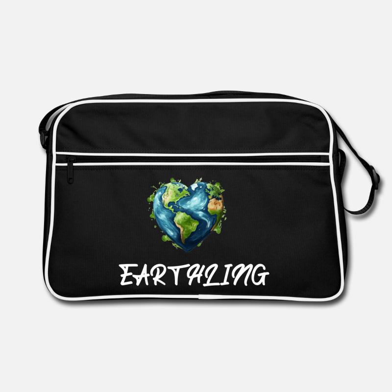Earthling Weltbürger - Retro Tasche - Schwarz/Weiß
