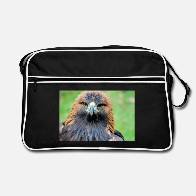 Adlerblick im Morgenlicht - Retro Tasche - Schwarz/Weiß